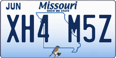 MO license plate XH4M5Z