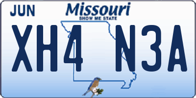 MO license plate XH4N3A