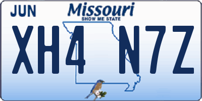 MO license plate XH4N7Z
