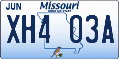MO license plate XH4O3A