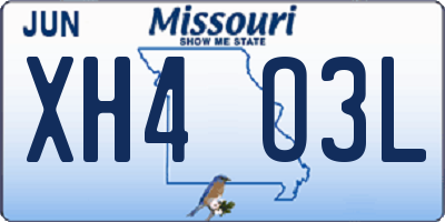 MO license plate XH4O3L