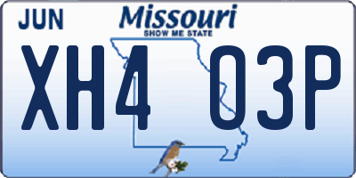 MO license plate XH4O3P