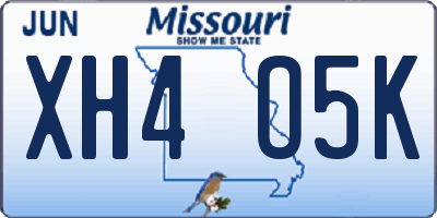 MO license plate XH4O5K