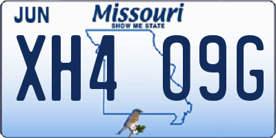 MO license plate XH4O9G