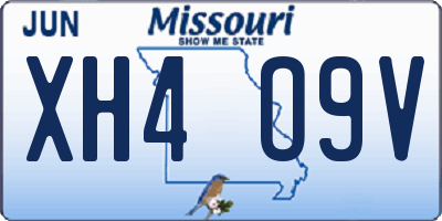 MO license plate XH4O9V
