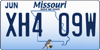 MO license plate XH4O9W