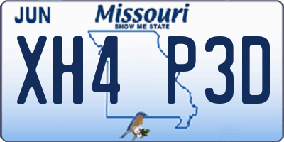 MO license plate XH4P3D
