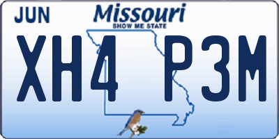 MO license plate XH4P3M