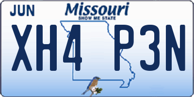 MO license plate XH4P3N