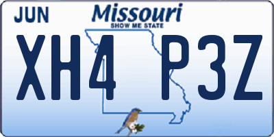MO license plate XH4P3Z