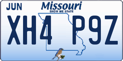 MO license plate XH4P9Z