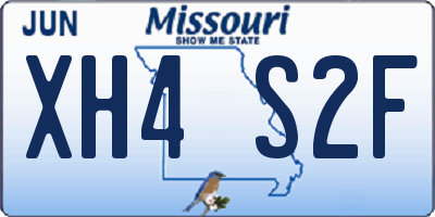 MO license plate XH4S2F