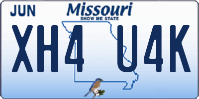 MO license plate XH4U4K