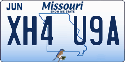 MO license plate XH4U9A