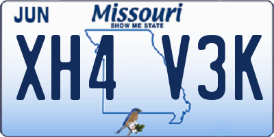 MO license plate XH4V3K