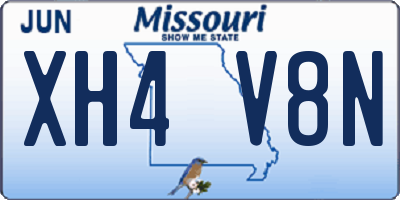 MO license plate XH4V8N