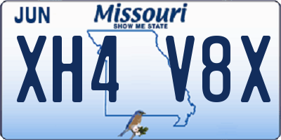 MO license plate XH4V8X