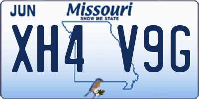 MO license plate XH4V9G