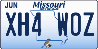 MO license plate XH4W0Z