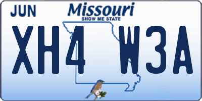 MO license plate XH4W3A