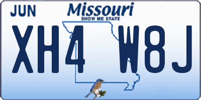MO license plate XH4W8J