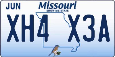 MO license plate XH4X3A