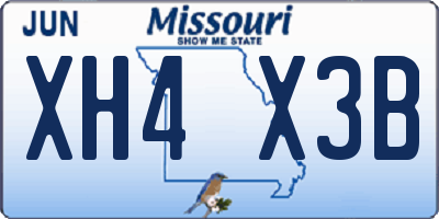 MO license plate XH4X3B