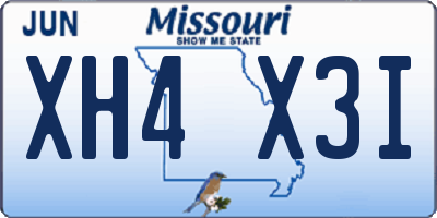 MO license plate XH4X3I