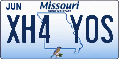 MO license plate XH4Y0S