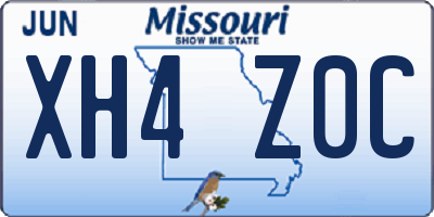 MO license plate XH4Z0C