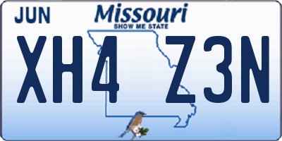 MO license plate XH4Z3N