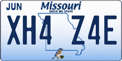 MO license plate XH4Z4E
