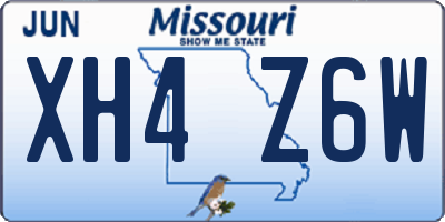 MO license plate XH4Z6W
