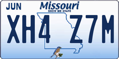 MO license plate XH4Z7M