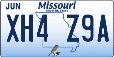 MO license plate XH4Z9A