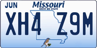 MO license plate XH4Z9M