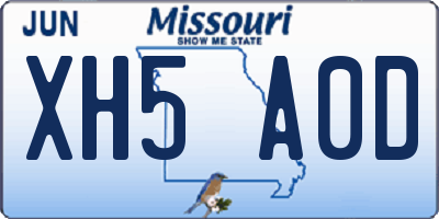 MO license plate XH5A0D