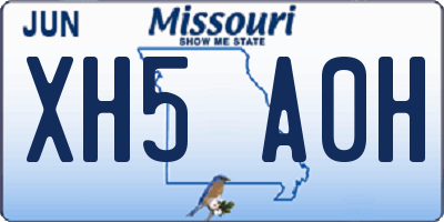 MO license plate XH5A0H