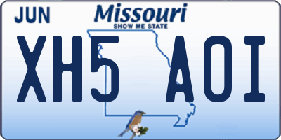 MO license plate XH5A0I