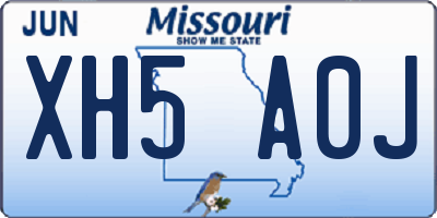 MO license plate XH5A0J