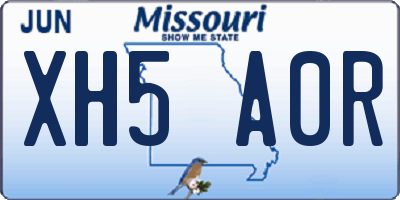 MO license plate XH5A0R