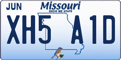 MO license plate XH5A1D