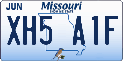 MO license plate XH5A1F
