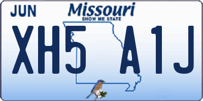 MO license plate XH5A1J