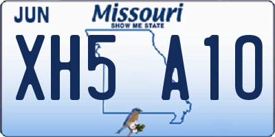 MO license plate XH5A1O