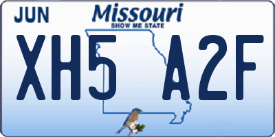 MO license plate XH5A2F