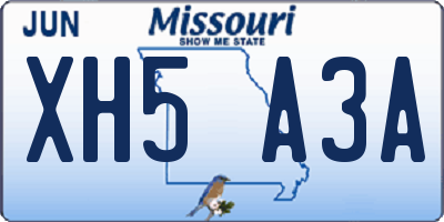 MO license plate XH5A3A