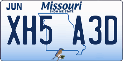 MO license plate XH5A3D