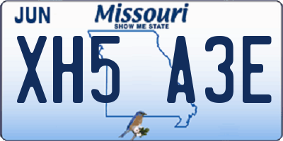MO license plate XH5A3E