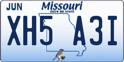 MO license plate XH5A3I
